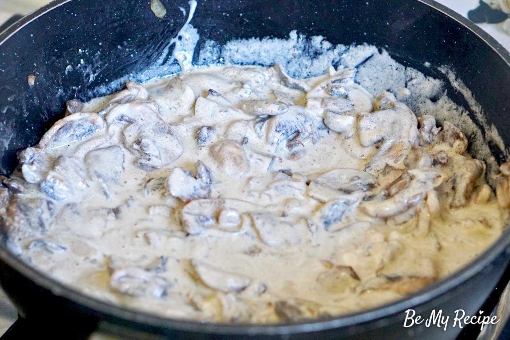 mushroom sauce - finished recipe in the pan