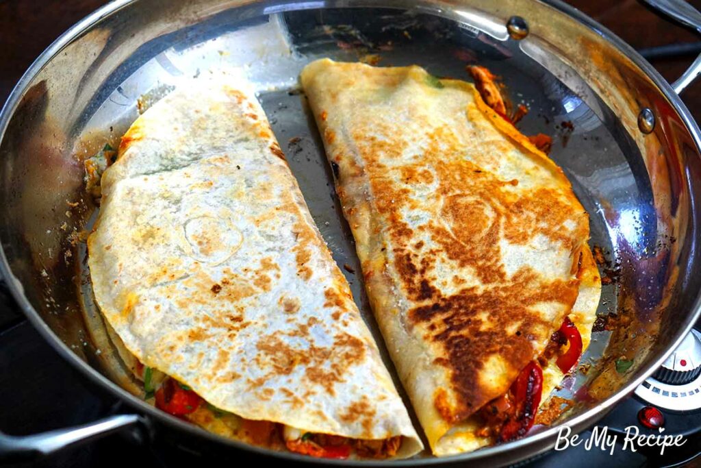 Chicken Quesadillas step-by-step (quesadillas in the pan).