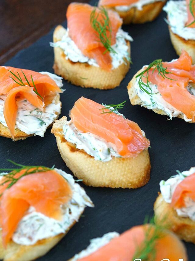Smoked Salmon Crostini with Capers and Herb Cream Cheese