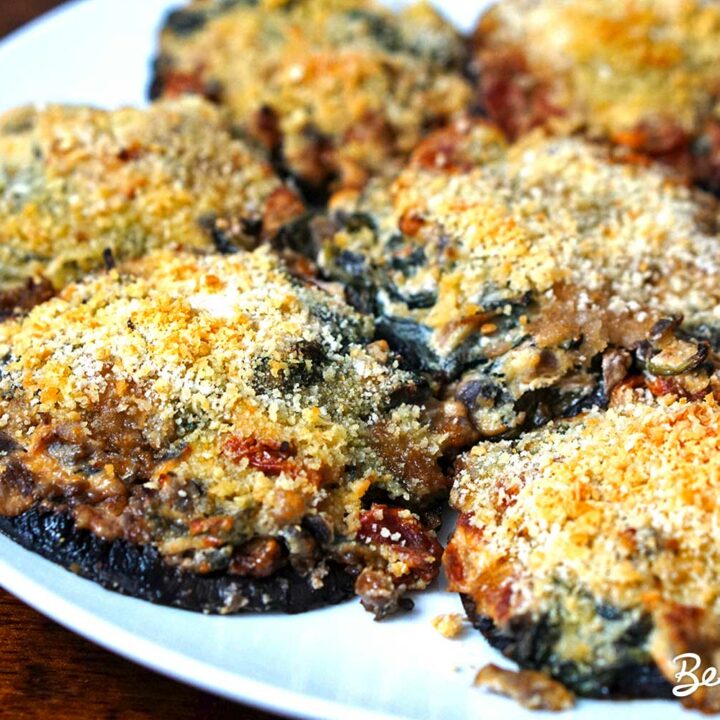 Stuffed Mushrooms with Ricotta, Parmesan, Spinach, and Sundried Tomatoes