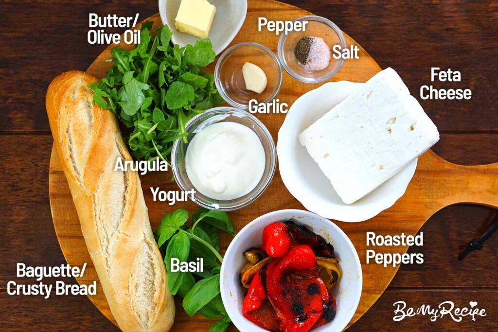 Feta Sandwich ingredients on a board