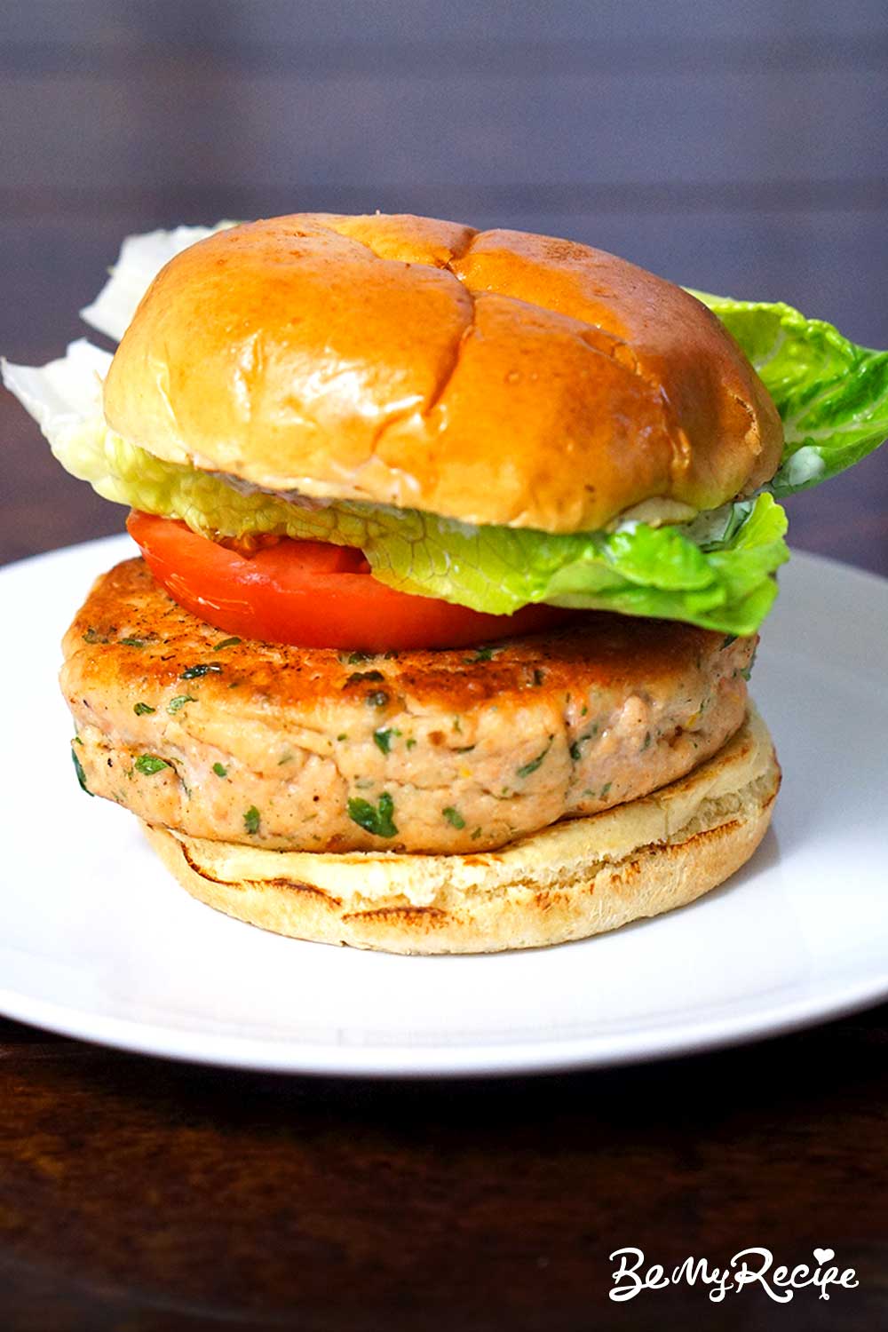 Salmon Burger Recipe (with a Creamy Herb and Mayo Dressing)
