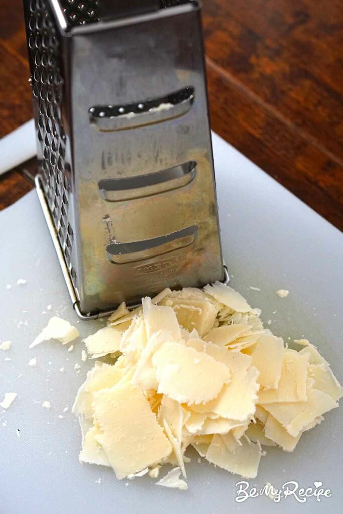 Parmesan shavings using the box grater