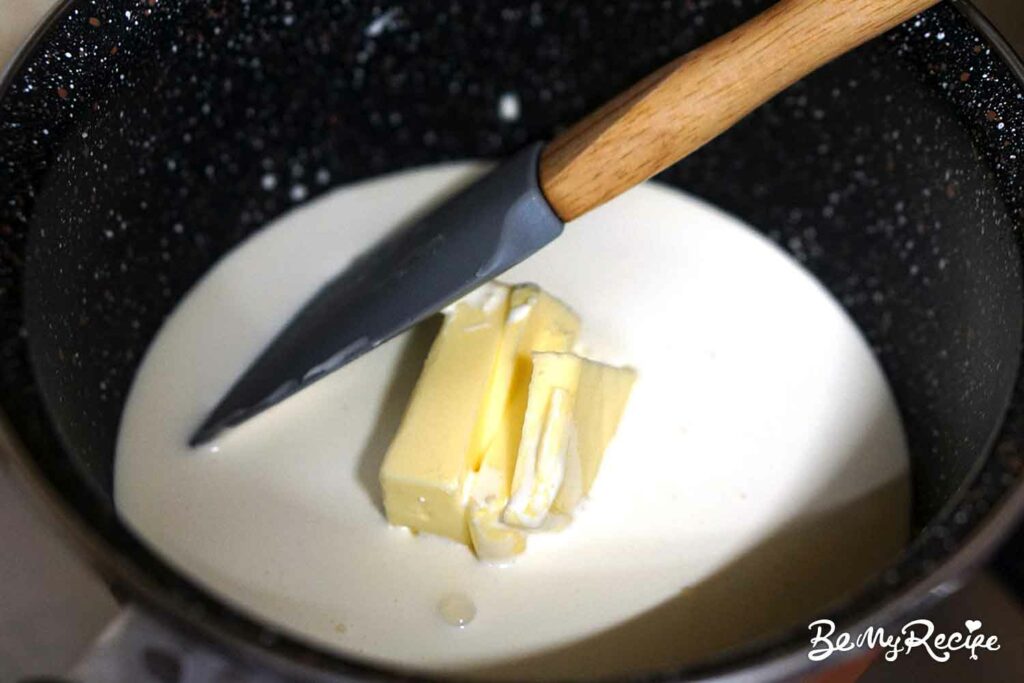Cream and butter in a pot