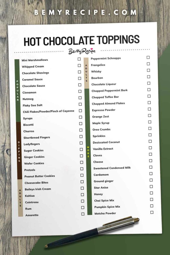 Hot Chocolate Toppings List