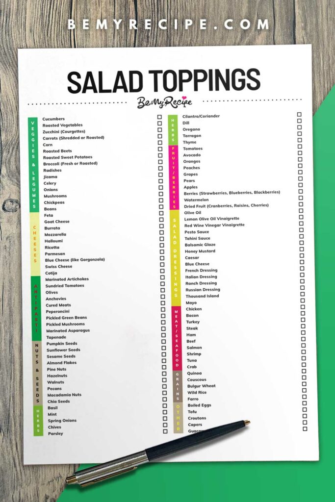 Salad Toppings List