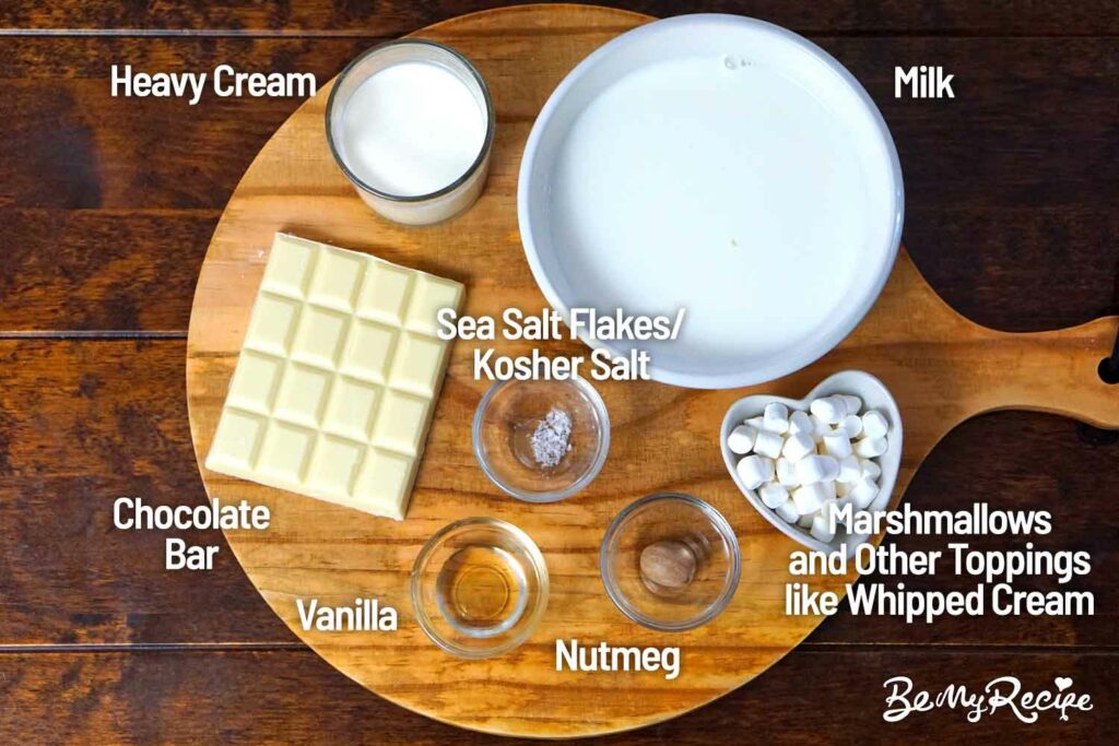 Ingredients for the hot chocolate