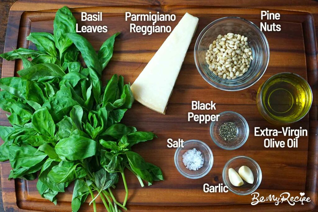 Ingredients for the homamde pesto