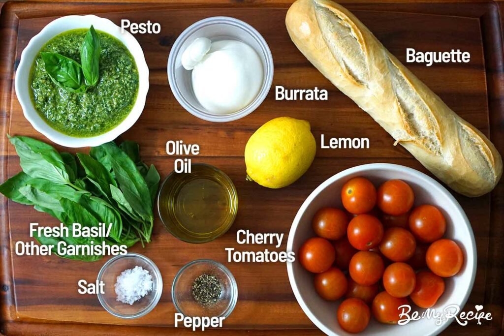 Ingredients for Burrata with Pesto and Tomatoes