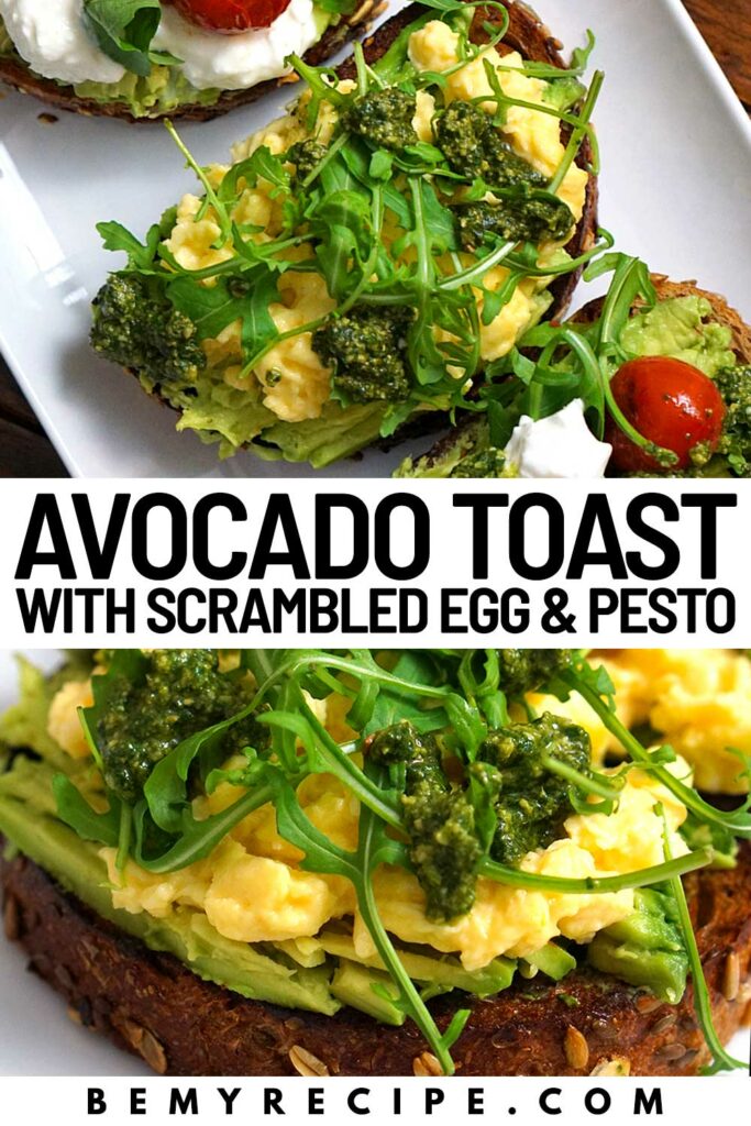 Avocado Toast with Scrambled Eggs and Pesto
