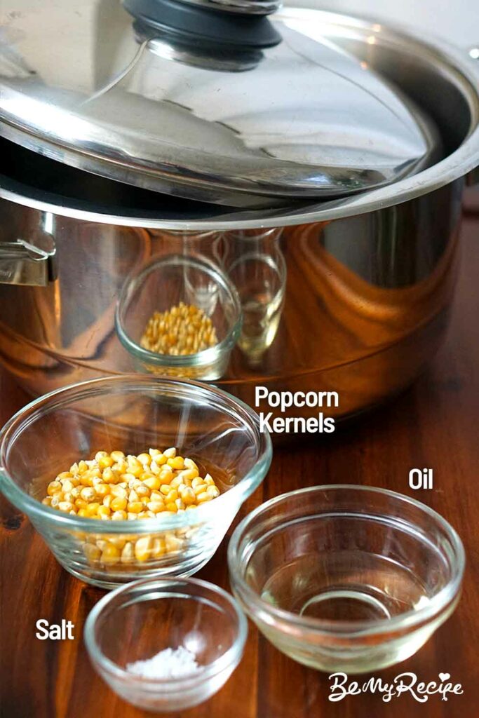 Ingredients to make stovetop popcorn