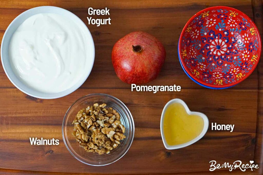 Ingredients for this yogurt bowl recipe (listed below)