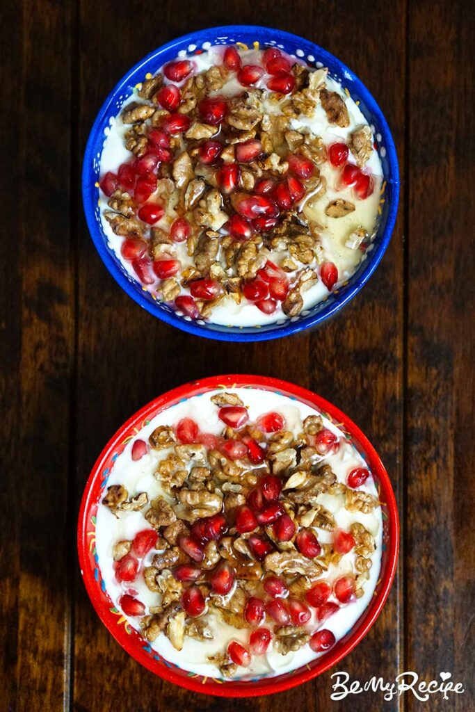Yogurt Bowls with Honey, Walnuts, and Pomegranate