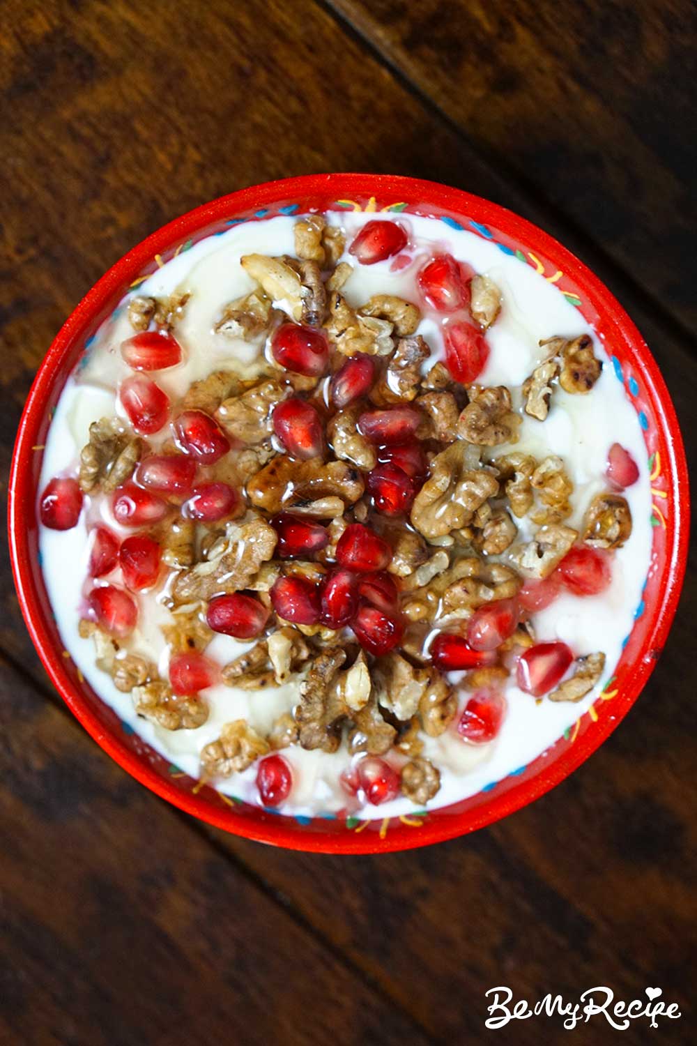 Yogurt Bowl with Honey, Walnuts, and Pomegranate