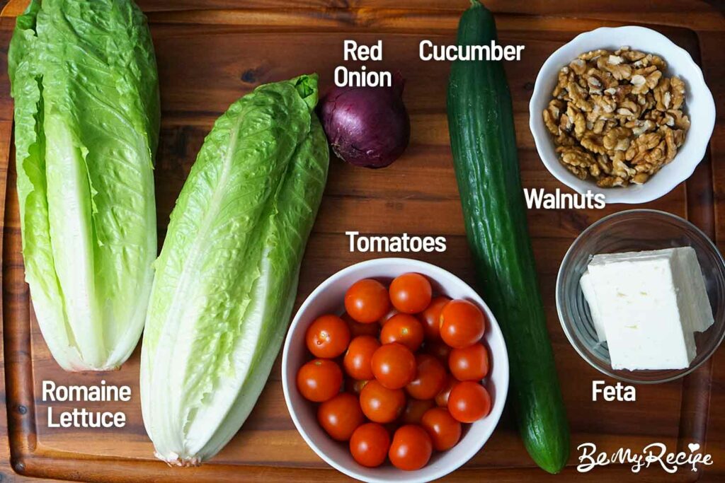 Ingredients for the romaine salad