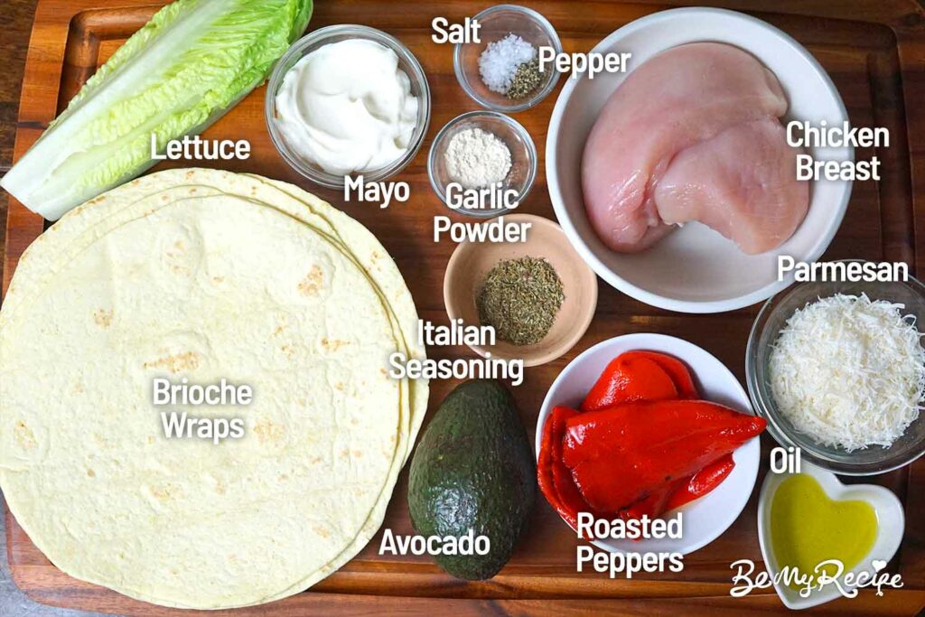 Ingredients for the chicken wraps
