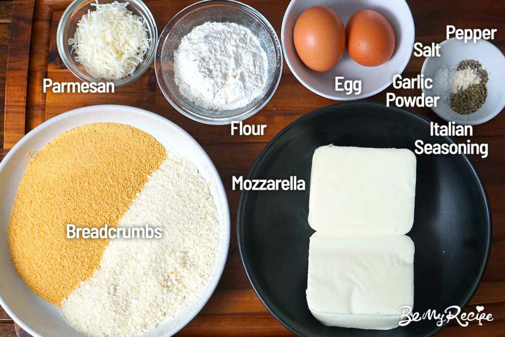 Ingredients for the mozzarella sticks
