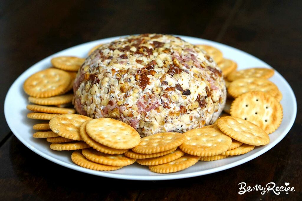 Serving the cream cheese ball with crackers