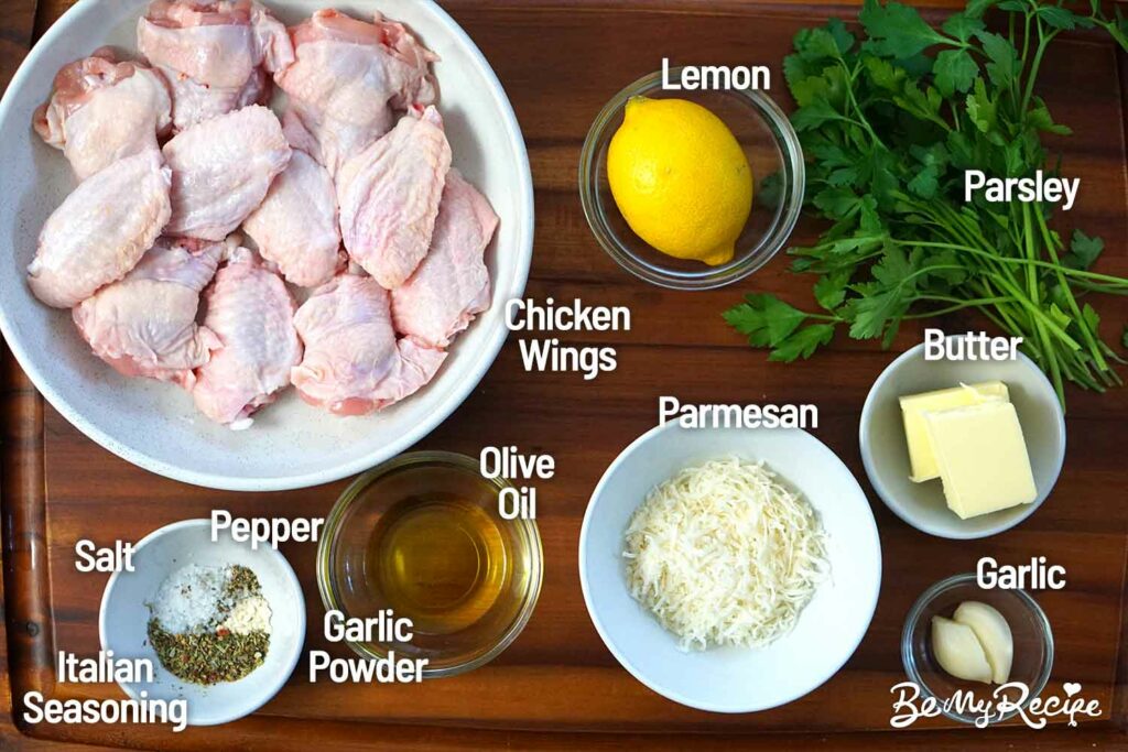 Ingredients board for chicken wings