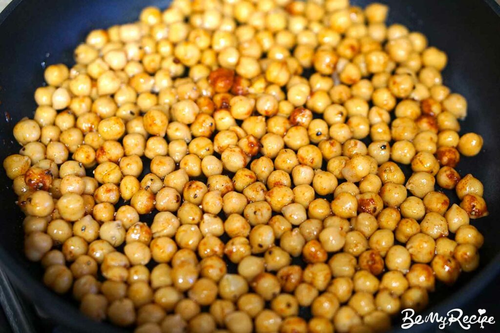 Pan-frying the chickpeas
