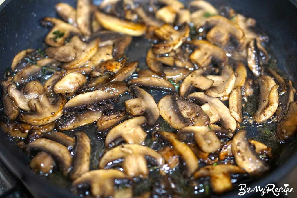Sauteed mushrooms in butter, garlic, thyme, and lemon