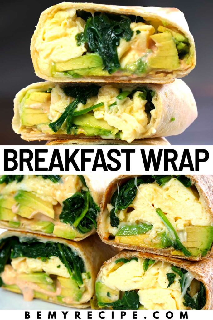 Breakfast Wrap with Avocado, Spinach, and Scrambled Eggs