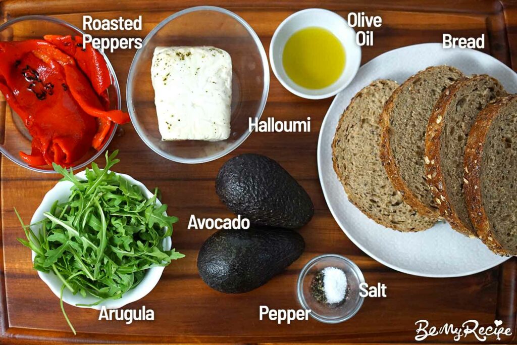 Ingredients for the halloumi avo toast