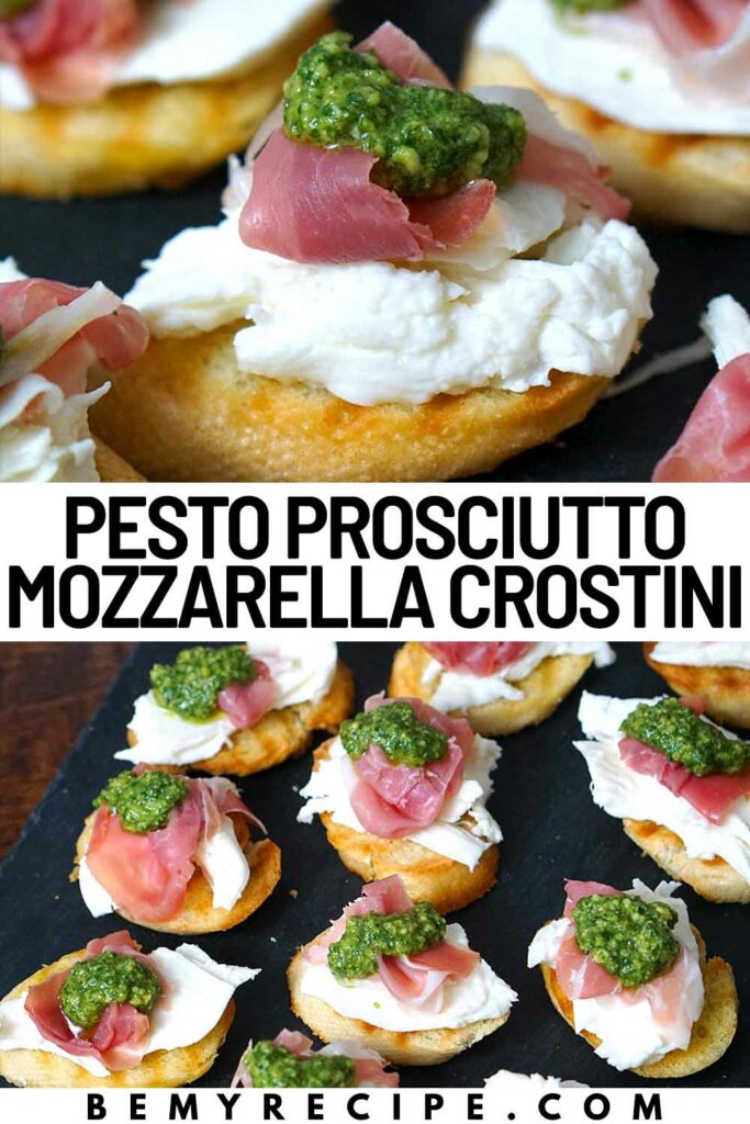 Pesto Prosciutto Mozzarella Crostini