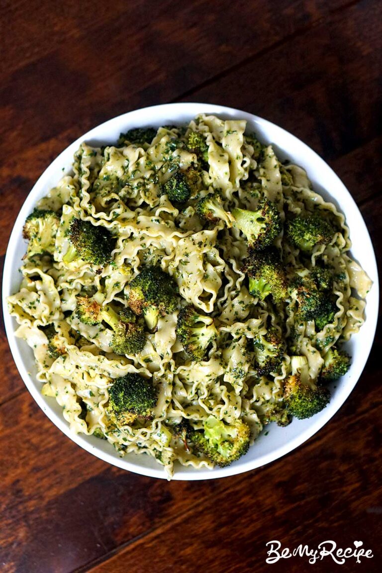 Roasted Broccoli Pasta with Walnut Pesto